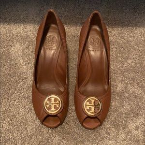 Tory Burch peep toe wedge heels